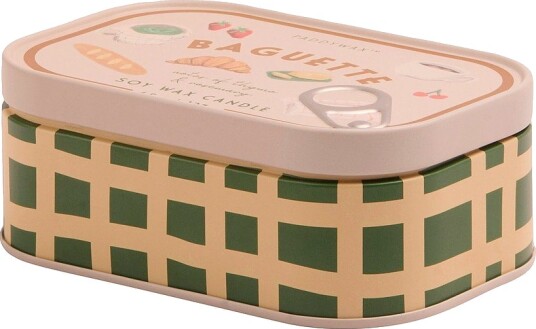 Paddywax Bistro Fransk baguette lys i tinn med trykk Rosmarin timian Beige