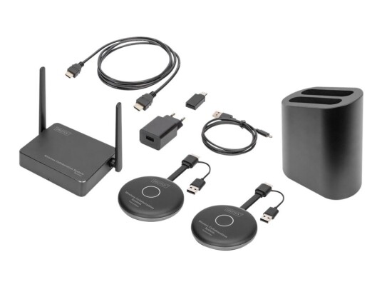 Digitus Wireless Collaboration System - 2 Transmitters + 1 Receiver - Trådløs Video/Lyd-Utvider - 802.11A, 802.11B/G/N, Wi-Fi 5 - Opp Til 50 M