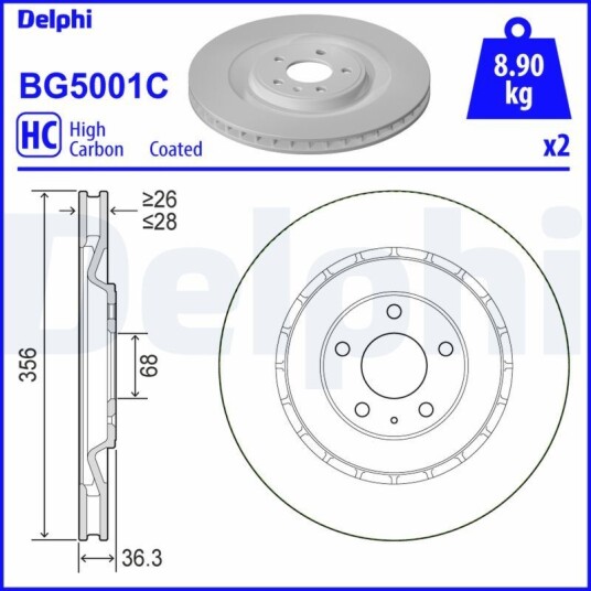 Bremseskive DELPHI BG5001C Bremseskive DELPHI BG5001C