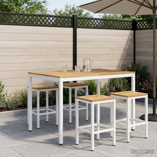 vidaXL Hagebarbord NAARDEN Hvit 110 x 108,5 x 105 cm Solid akasietre vidaXL Hagebarbord NAARDEN Hvit 110 x 108,5 x 105 cm Solid akasietre