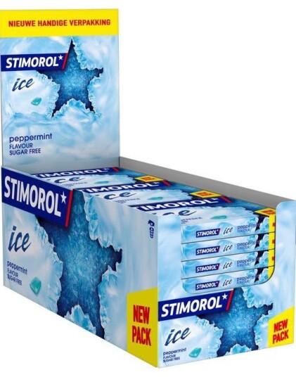 27 stk Stimorol Ice Peppermint Sukkerfri Tyggegummi med Peppermyntesmak 16,8 g Hel Eske