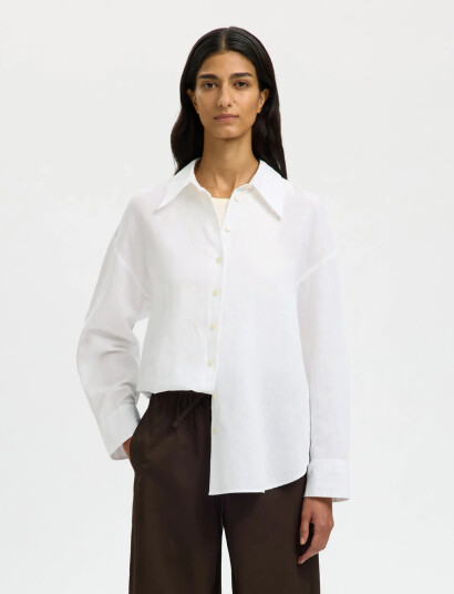 Selected Slfcleo Oversize Linen Blend Shirt Noos White 36 Selected Slfcleo Oversize Linen Blend Shirt Noos White 36