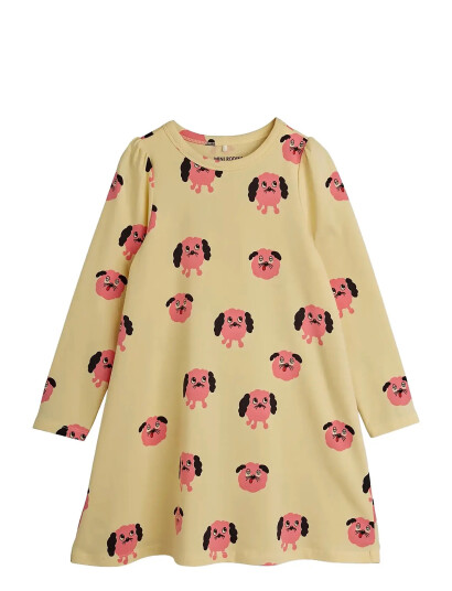 Mini Rodini Doggies Aop Ls Dress Yellow 128/134 Mini Rodini Doggies Aop Ls Dress Yellow 128/134