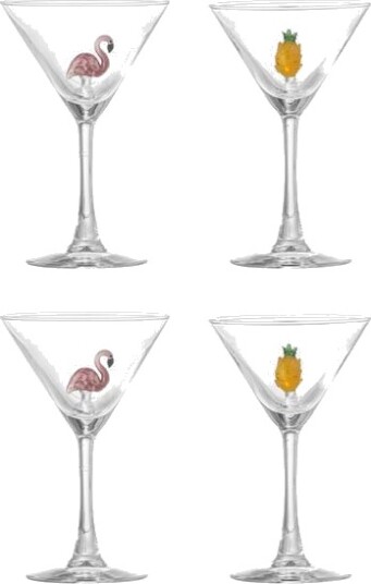 Bloomingville Misa cocktailglass 17 cl 4 deler Clear flamingo clear pineapple