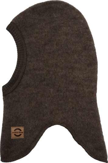 Mikk-line Dark Brown Melange Ull Balaclava 74-80