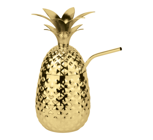 Paderno Ananas kopp med sugerør gull 5 dl Paderno Ananas kopp med sugerør gull 5 dl