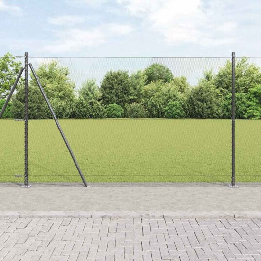 vidaXL Sekskantet gjerde med betongbase 10 x 1,5 m PVC-belagt stål Grå