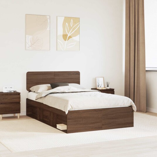  Sengestamme med hodegjerde Brun Eik 120 x 190 cm Massiv furu
