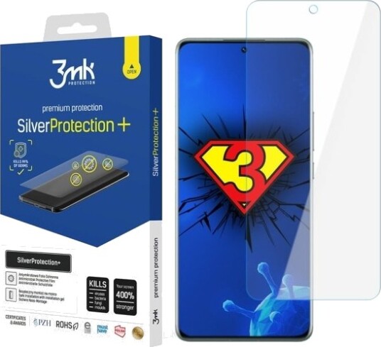 3Mk Sidabrinis Protect + Xiaomi 12 Pro Šlapiai Montuojamas Antimikrobinis Plevele