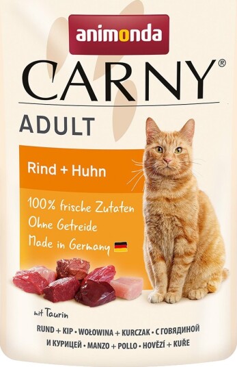 Animonda Carny Våtfôr Pouch + Kylling Okse 12 X 85 G