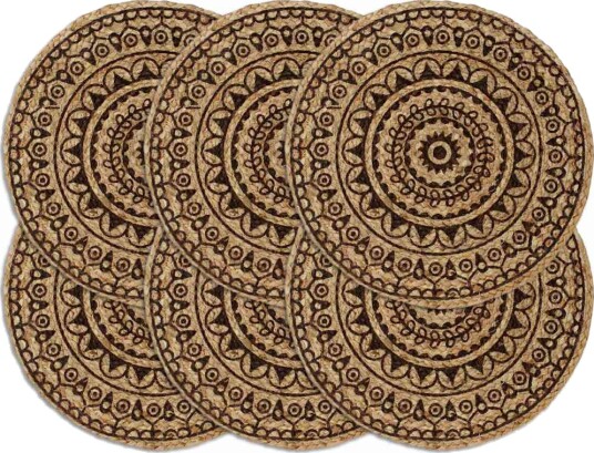 vidaXL Bordmatter 6 stk mørkebrun 38 cm rund jute vidaXL Bordmatter 6 stk mørkebrun 38 cm rund jute
