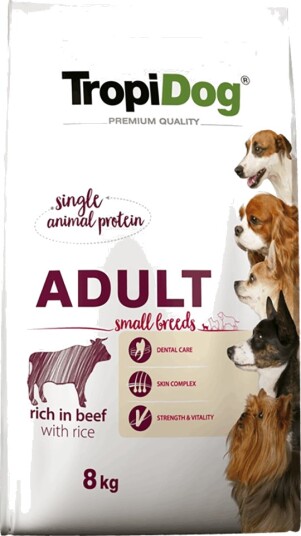 Tropidog Tørrfôr Adult Premium Small Storfekjøtt Og Ris 8 kg Tropidog Tørrfôr Adult Premium Small Storfekjøtt Og Ris 8 kg