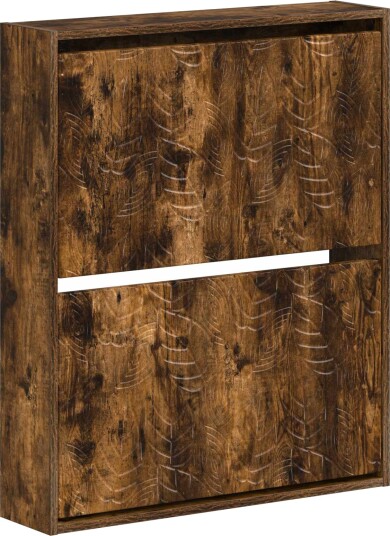 vidaXL Vegghengt skoskap DELFT 71 x 17 x 86 cm Konstruert tre Røkt Eik