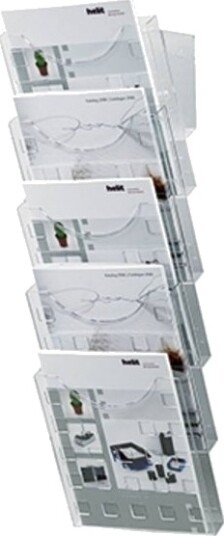 Brosjyreholder Helit Sett H6103102 Din A4 5X Glass Klart + Veggholder