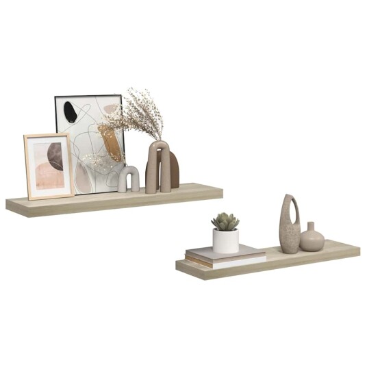 vidaXL Flytende vegghyller 2 stk eik 90x23,5x3,8 cm MDF