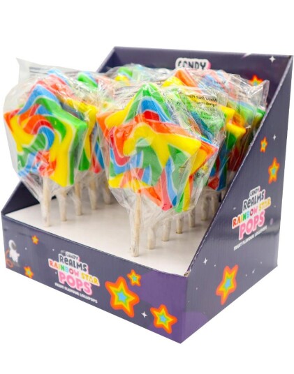 16 stk Star Lollies   Store Stjerneformede Kjærligheter på Pinne   Candy Realms   Hel Eske 2 kg