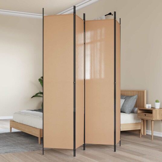 vidaXL 4-panel romdeler Beige 200 x 220 cm Stoff