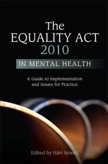 The Equality Act 2010 In Mental Health