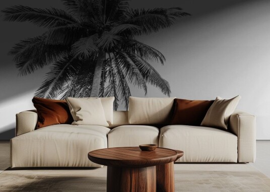 Tapet Svart og Hvit Palm Tapet Svart og Hvit Palm