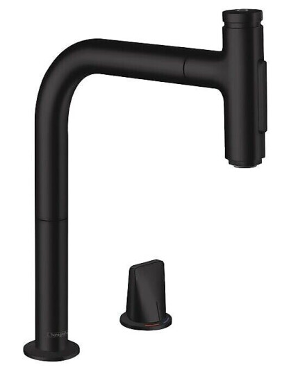 Hansgrohe Metris M71 Kjøkkenbatteri Med uttrekkbar tut, sBox, Sort Matt