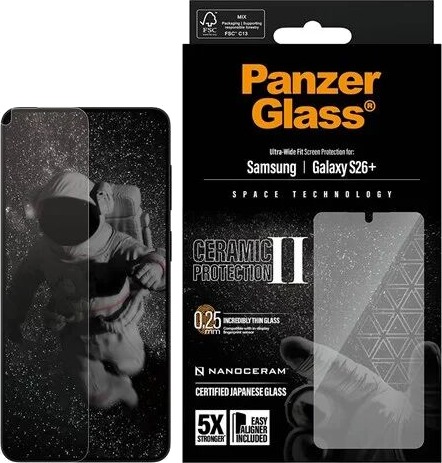 PanzerGlass Ceramic II Skjermbeskytter til Samsung Galaxy S26+ med EasyAligner - Ultra-Wide Fit