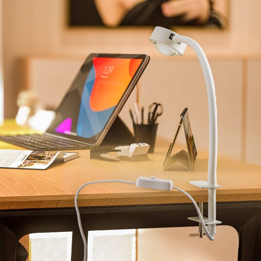 Klemlampe Jyla Lindby dimbar Hvit / opal Arbeidsrom / kontor Metall Moderne