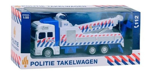 Johntoy 1-1-2 Pull-Back Police Tow Truck Johntoy 1-1-2 Pull-Back Police Tow Truck