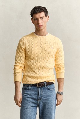Gant Classic Cable Knit Sweater   Yellow   L