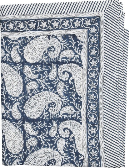 Chamois Duk Big Paisley Blå