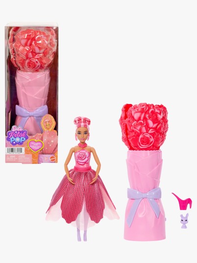 Barbie Petal Pop Scented Fashion Doll With Rose Dress Reveal Accessories Like Bunny & More Pink One Size