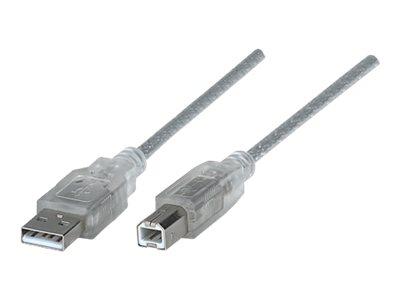 MANHATTAN USB-kabel - USB (hann) til USB-type B (hann) - USB 2.0 - 3 m - sølv MANHATTAN USB-kabel - USB (hann) til USB-type B (hann) - USB 2.0 - 3 m - sølv
