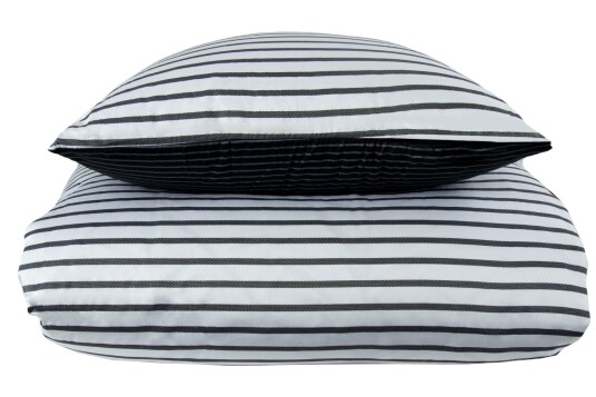 Borg Living Sengesett 240x220 - Kingsize sengetøy - 100% Bomullssateng  - Narrow lines - Svart