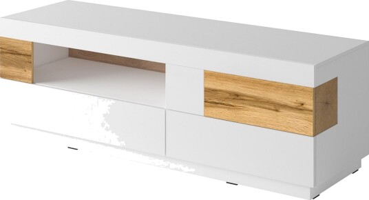 Tomeka TV benk 160 cm Hvit/Tre Tomeka TV benk 160 cm Hvit/Tre
