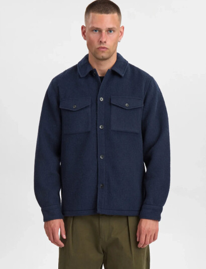 Anerkjendt Akoscar Boiled Wool Overshirt - Navy - L Anerkjendt Akoscar Boiled Wool Overshirt - Navy - L
