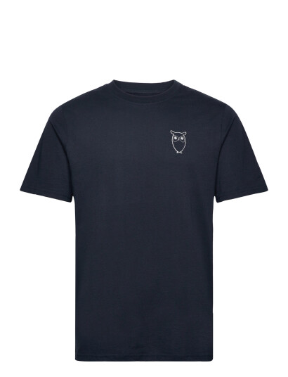Knowledge Cotton Apparel Owl Chest Tee - Gots/Vegan - Black - S