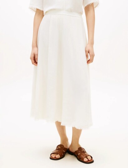 Tommy Hilfiger Vis/Linen Volume Midi Skirt CreaM