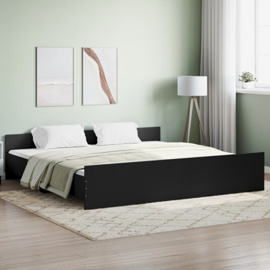 vidaXL Sengeramme med hode- og fotgavl svart 180x200 cm 8721012157255