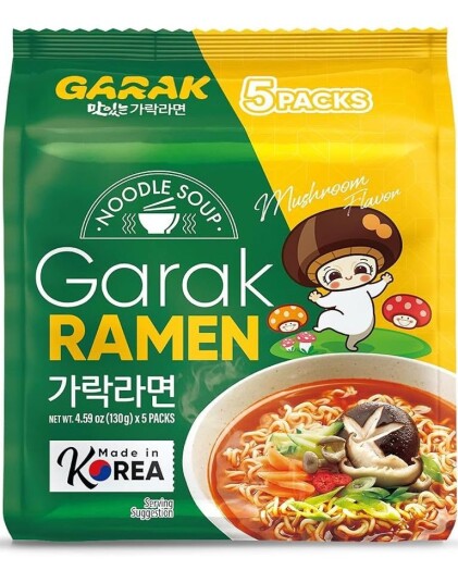 5 stk GARAK Mushroom Flavor Ramen   Hel Pakke 5x130 gram Korea Import
