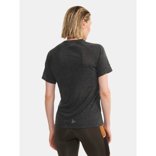 Craft Women's Adv Trail Wool Short Sleeve Tee Black Melange M, Black-Melange