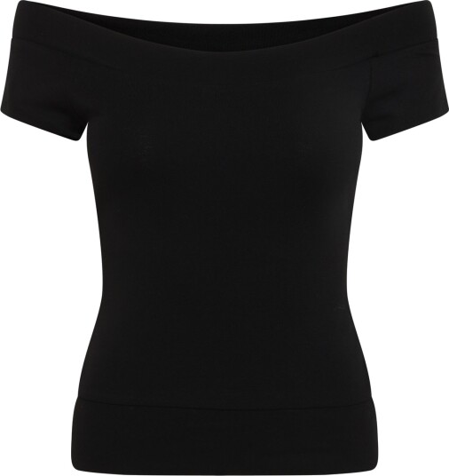 Gina Tricot Wide Neck Top   Black   S