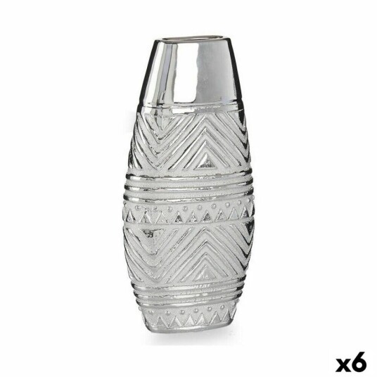 Gift Decor Vase Bredde Sølv Keramikk 7 X 29,5 X 14 Cm (6 Enheter)