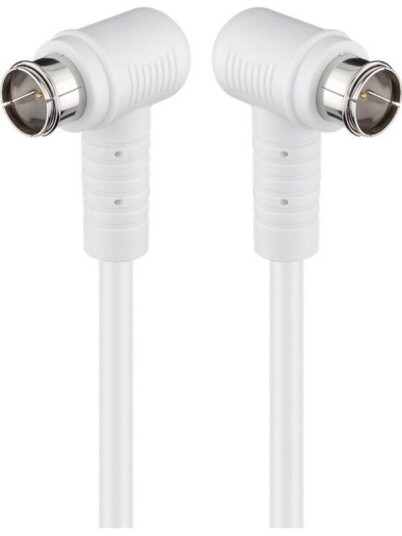 Goobay 3,5m Vinklet SAT-antennekabel 80 dB Dobbelt Skjermet Hvit F-F