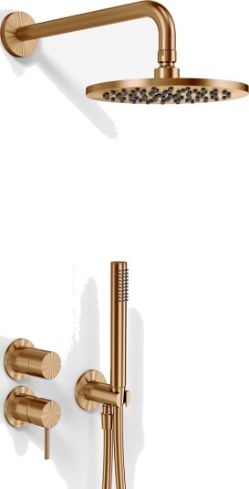 Semplice SBR901 S05 Rain Deluxe Ø20cm Vegg PVD Børstet Kobber Dusjsett