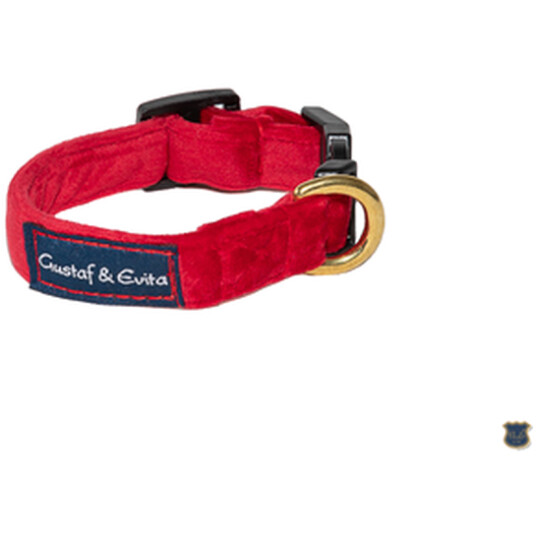 Hundehalsbånd SNK Velvet - hurtigutløsende/justerbart, rødt 35 cm