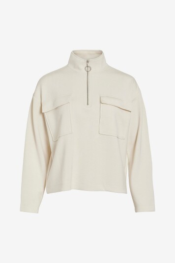 Vila Collegegenser viKarena Zipper High Neck L/S Top Grå Vila Collegegenser viKarena Zipper High Neck L/S Top Grå