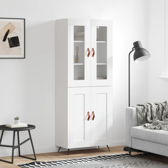 vidaXL Highboard hvit 69,5x34x180 cm konstruert tre 8720845477356