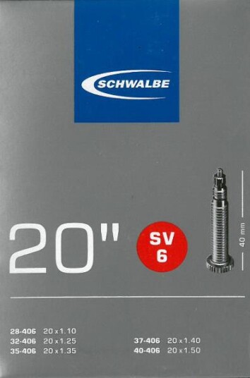 Schwalbe Sv6, 20" X 1 1/8-1,50" Presta Slange
