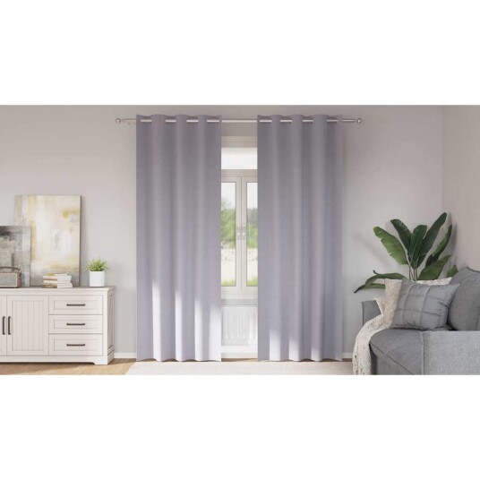 Gardiner med gardiner 2 pcs Metall grå Polyester