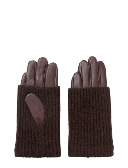 DAY ET Day Leather Knit Glove - Brown - 8.5