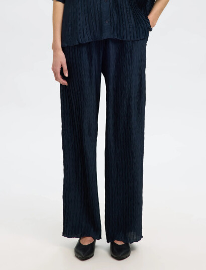 Selected Slfelma Hw Wide Plisse Pant B Navy 38 Selected Slfelma Hw Wide Plisse Pant B Navy 38